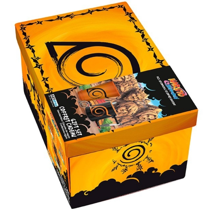 naruto shippuden - confezione regalo premium - bicchiere large, portachiavi 3d, tazza3d