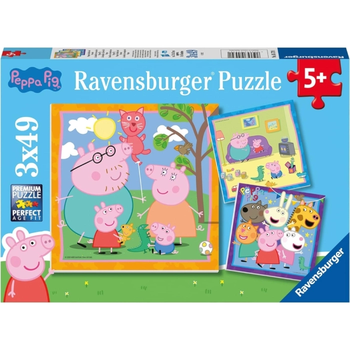 la famiglia e gli amici di peppa pig - puzzle 3x49 pezzi