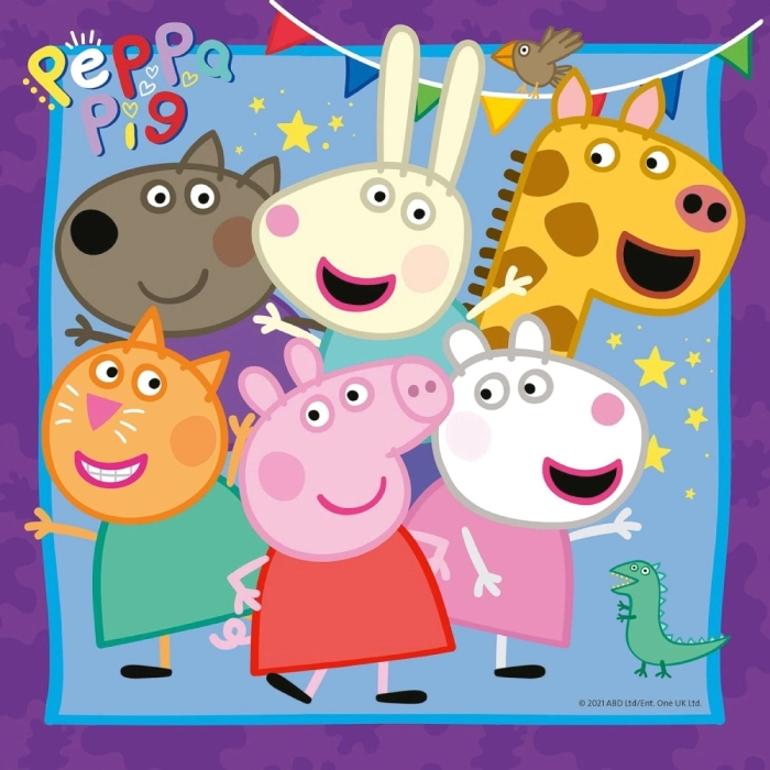 la famiglia e gli amici di peppa pig - puzzle 3x49 pezzi