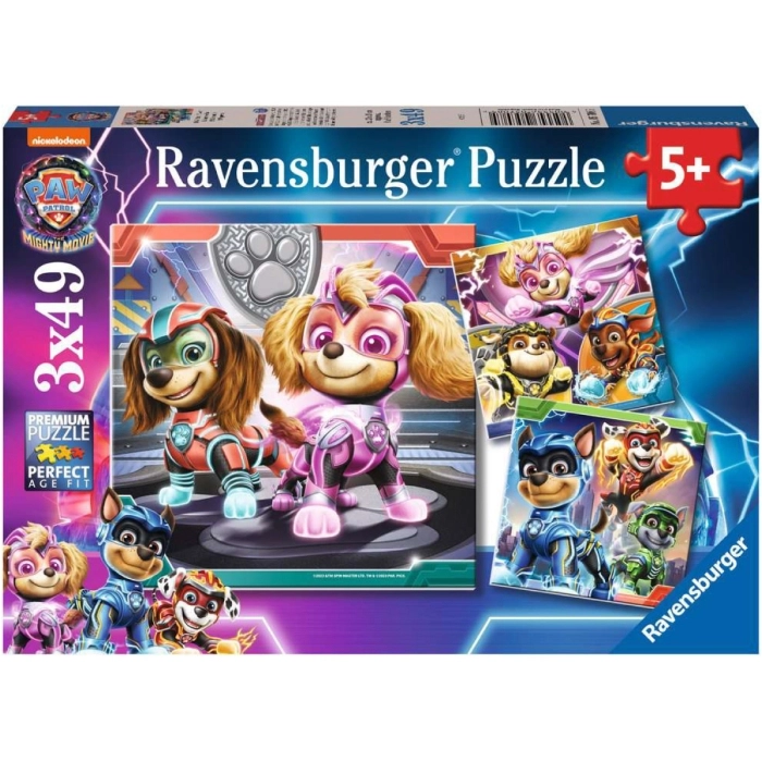 paw patrol: power - puzzle 3x49 pezzi