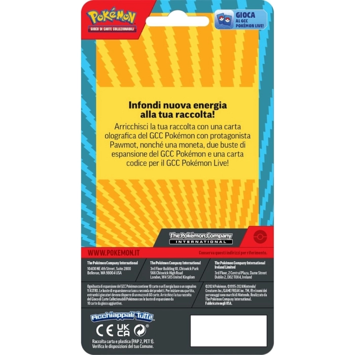 pokemon blister pawmot - 2 bustine + 1 moneta (ita)
