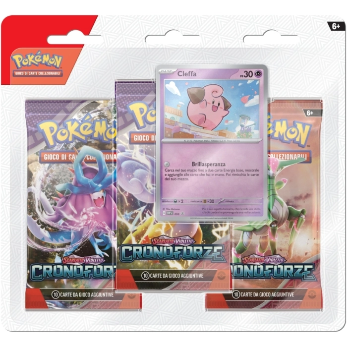 pokemon gcc - scarlatto e violetto cronoforze - cleffa - blister 3 bustine + 1 card (ita)