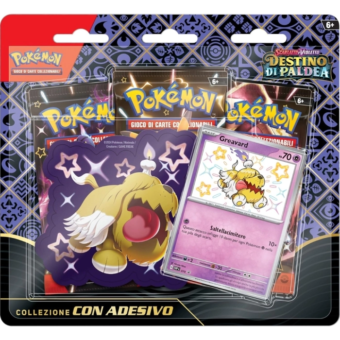 pokemon scarlatto e violetto destino di paldea - greavard - collezione con adesivo (ita)