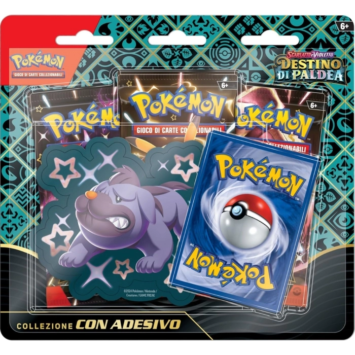 pokemon carlatto e violetto destino di paldea - maschiff - collezione con adesivo (ita)