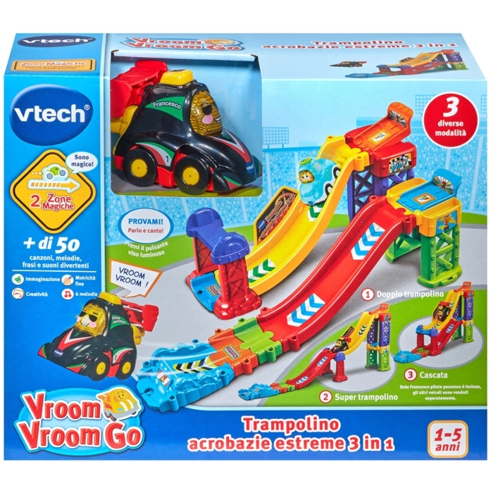 vroom vroom go - trampolino acrobazie estreme 3 in 1