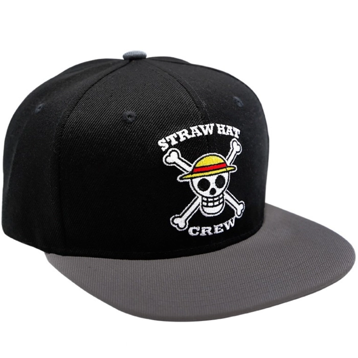 one piece - snapback cap - black & grey - skull