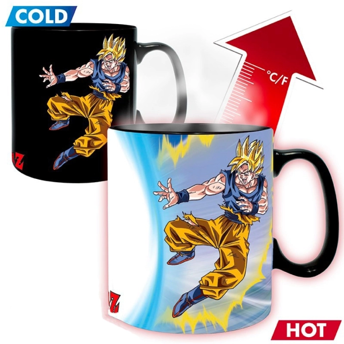 dragon ball - confezione regalo premium - bicchiere xxl, tazza heat change, portachiavi 3d