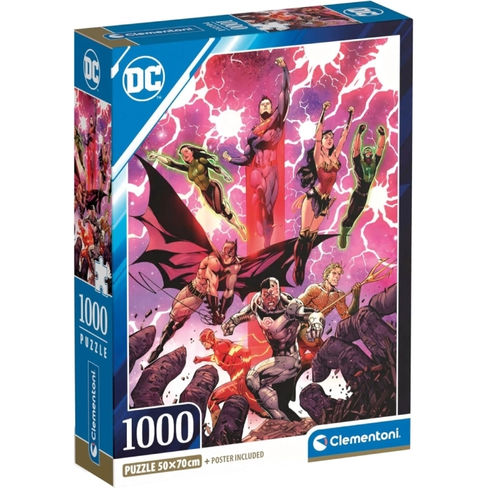 dc comics - justice league - puzzle compact + poster - puzzle 1000 pezzi