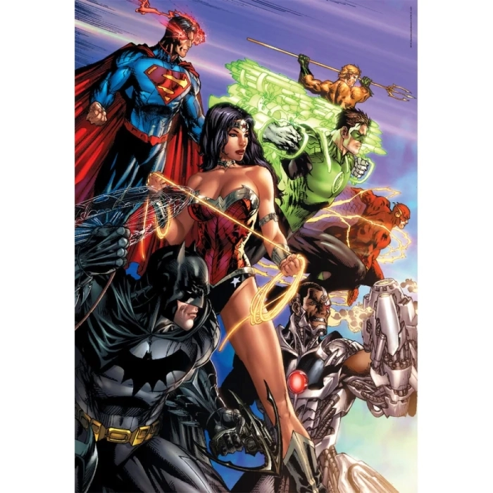 dc comics - justice league - puzzle compact + poster - puzzle 1000 pezzi