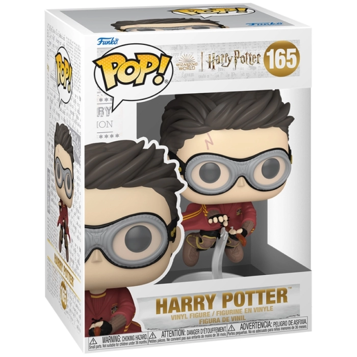 harry potter - harry with broom (quidditch) 9cm - funko pop 165