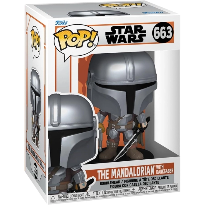 star wars: the mandalorian - the mandalorian with darksaber 9cm - funko pop 663