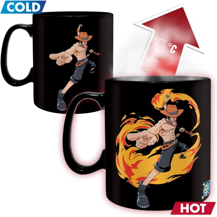 one piece - tazza heat change 460ml - luffy & ace