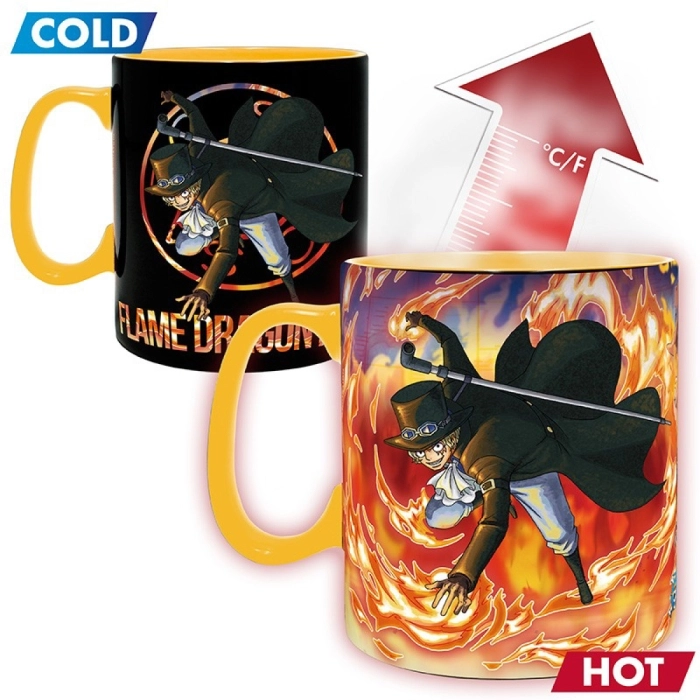 one piece - tazza heat change 460ml - luffy & sabo