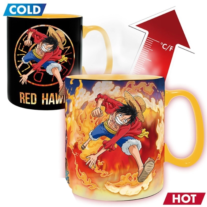 one piece - tazza heat change 460ml - luffy & sabo