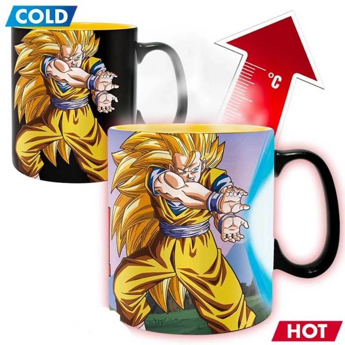dragon ball z - tazza heat change 460ml - goku & kamehameha: 3