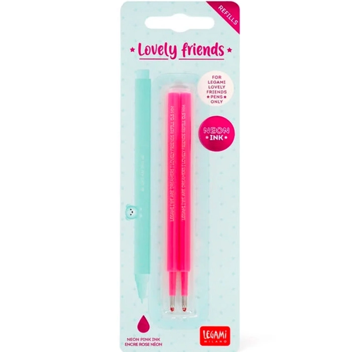 set di 2 refill per penna gel - lovely friends - neon pink: 2