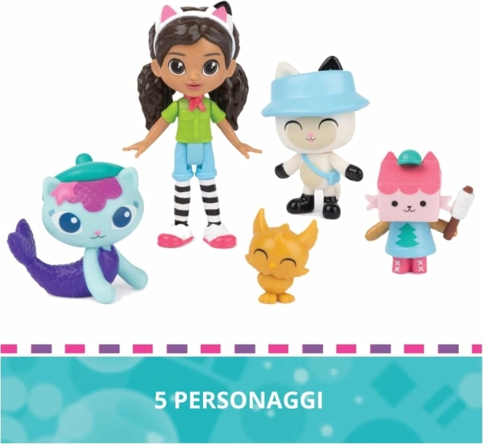 gabby's dollhouse - pack da 5 personaggi in campeggio