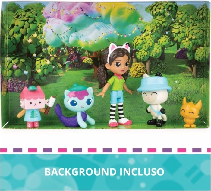 gabby's dollhouse - pack da 5 personaggi in campeggio