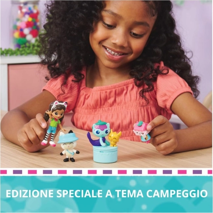 gabby's dollhouse - pack da 5 personaggi in campeggio