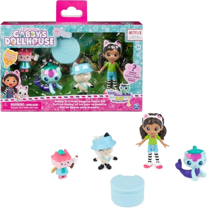 gabby's dollhouse - pack da 5 personaggi in campeggio