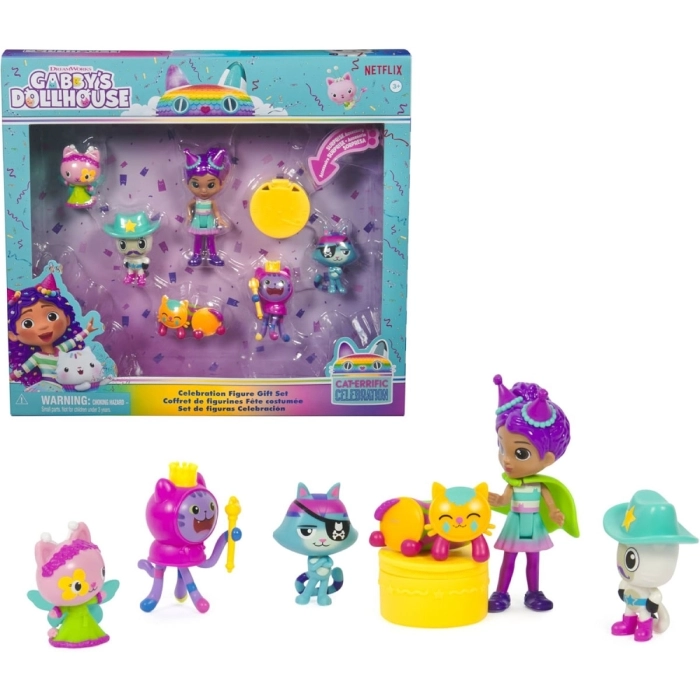 gabby's dollhouse - set deluxe con personaggi - versione celebration: 2