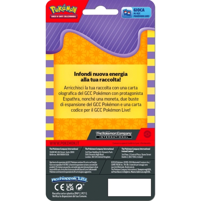 pokemon blister espathra - 2 bustine + 1 moneta (ita)
