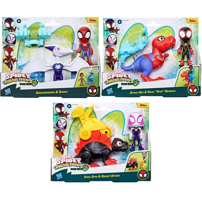 spidey e i suoi fantastici amici - spidey dino con personaggio e accessori