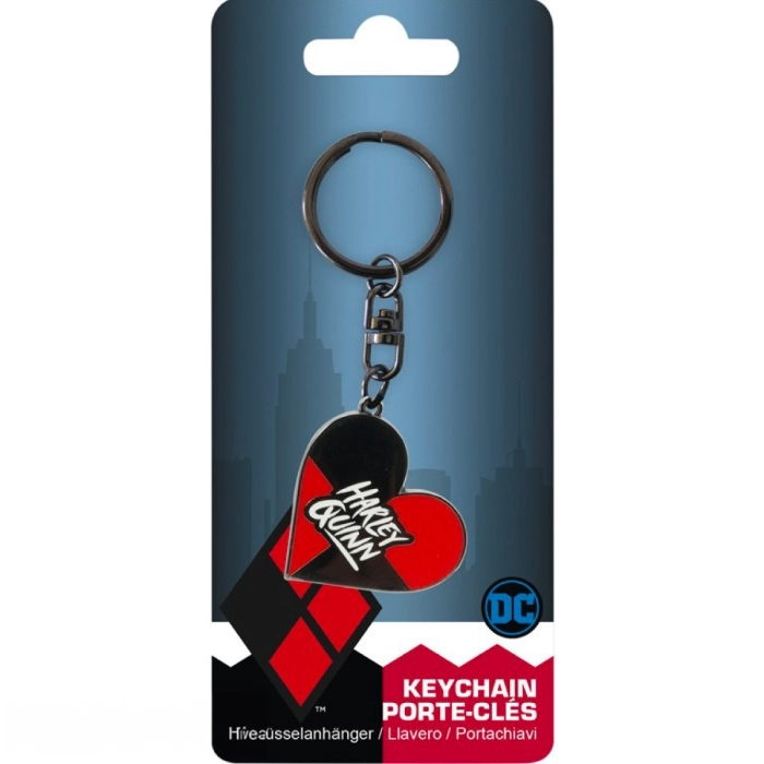 dc comics - keychain heart - harley quinn