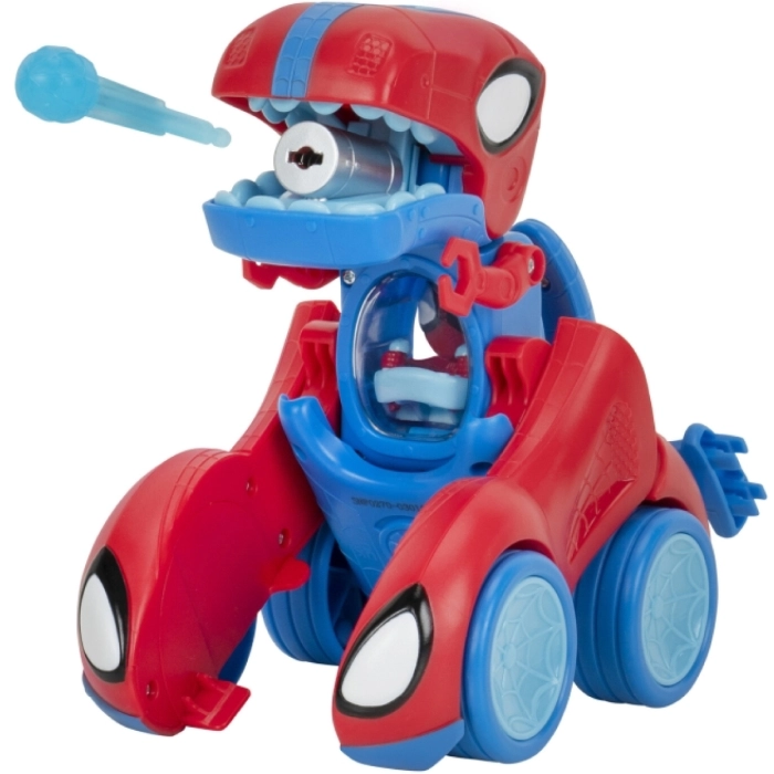 spidey veicolo transformer t-rex racer