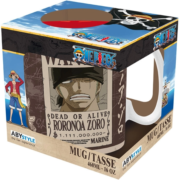 one piece - tazza 460ml - zoro wanted: 1