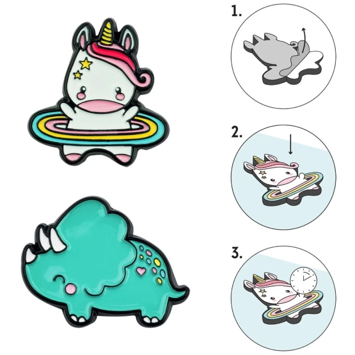 set di 2 adesivi in metallo - cutie - uni and rhino