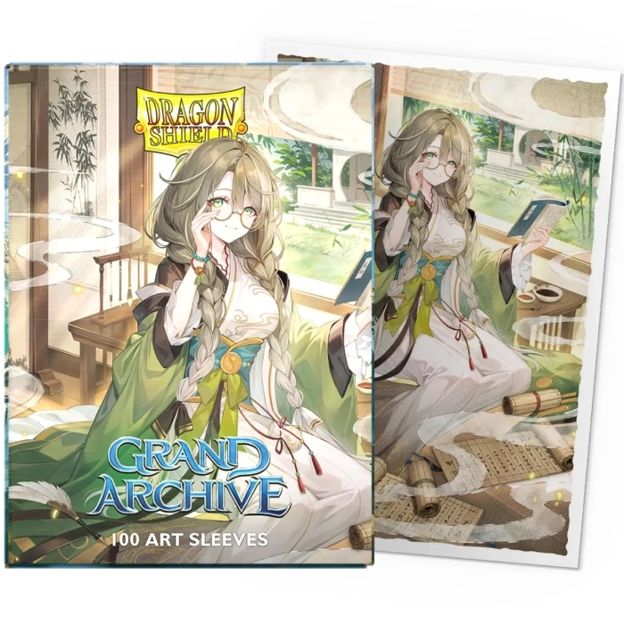 dragon shield standard sleeves - grand archive - kongming, wayward maven - matte art sleeves (100 bustine protettive)