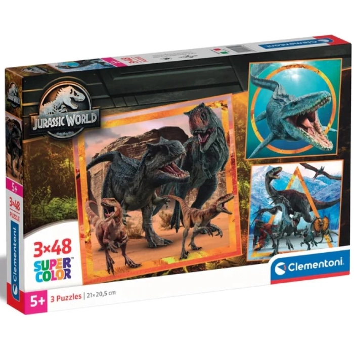 jurassic world - puzzle 3x48 pezzi
