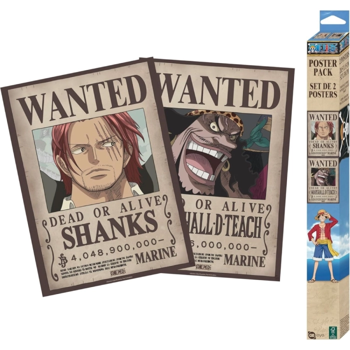 one piece - set 2 chibi posters 52x38cm - wanted shanks & blackbeard: 1