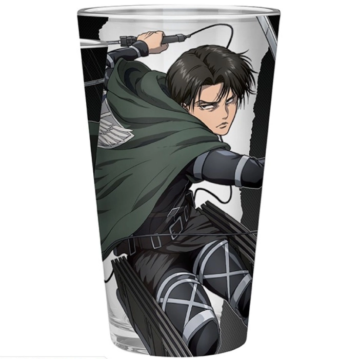 attack on titan - bicchiere large 400ml - glass levi s4: 2