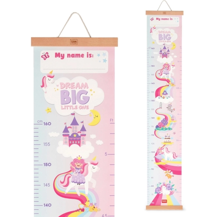 wall-hanging height chart - dream big little one - unicorno