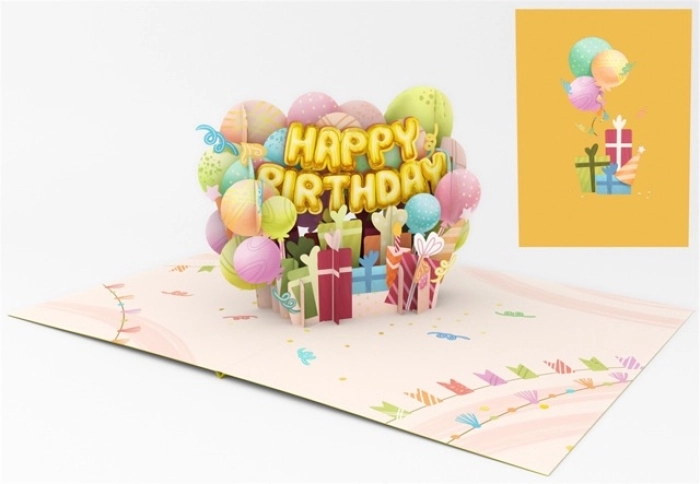 biglietto di auguri - balloons - kirigami