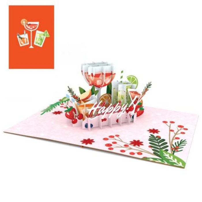 biglietto di auguri - happy hour - kirigami