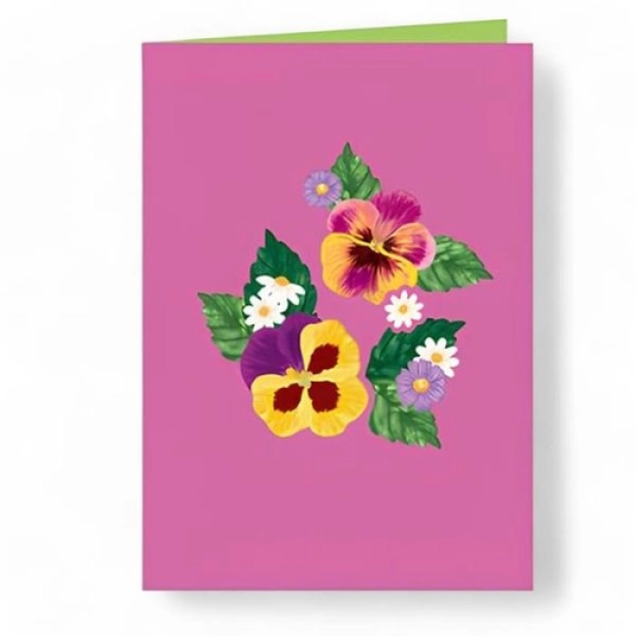 biglietto di auguri - viole - kirigami: 2