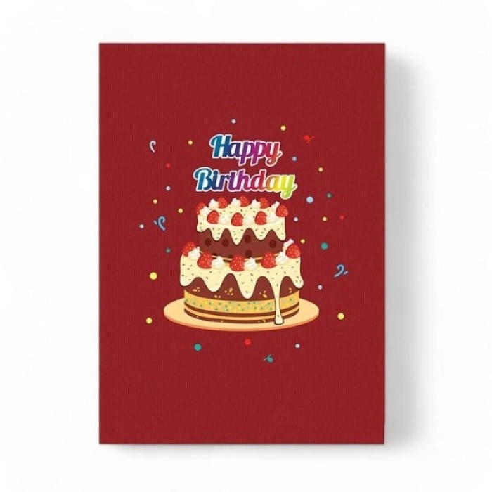 biglietto di auguri - torta colorata - kirigami: 2