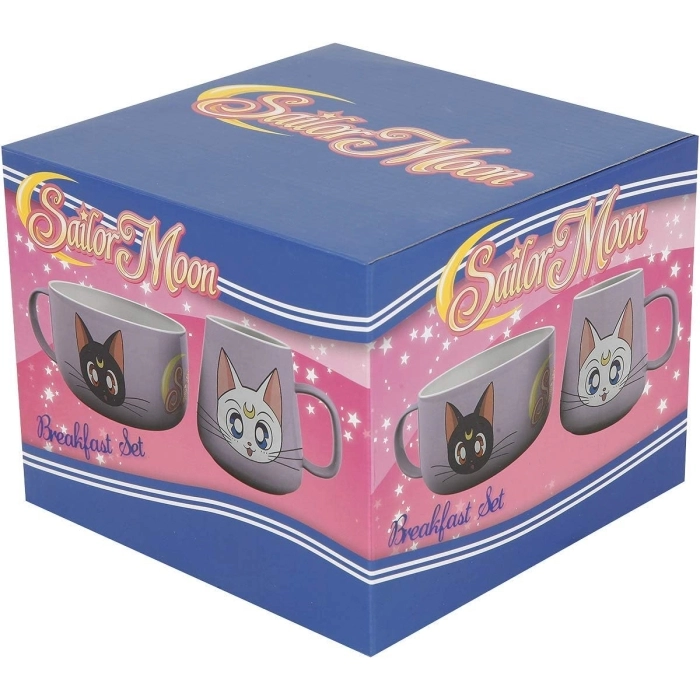 sailor moon - set da colazione - tazza + ciotola - luna & artemis