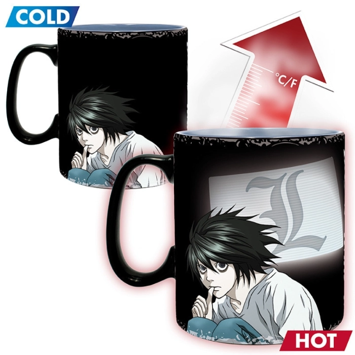 death note - tazza heat change 460ml - kira & l: 3