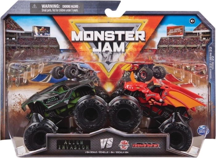 monster jam - monster truck in metallo - pack con 2 modelli