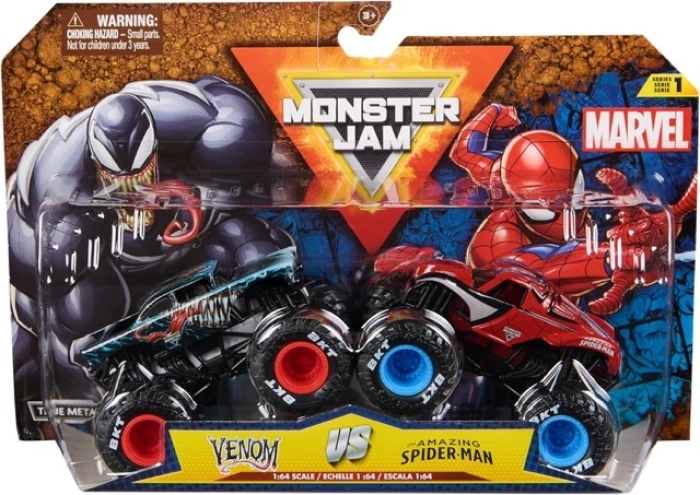monster jam marvel - monster truck in metallo - pack con 2 modelli: 1