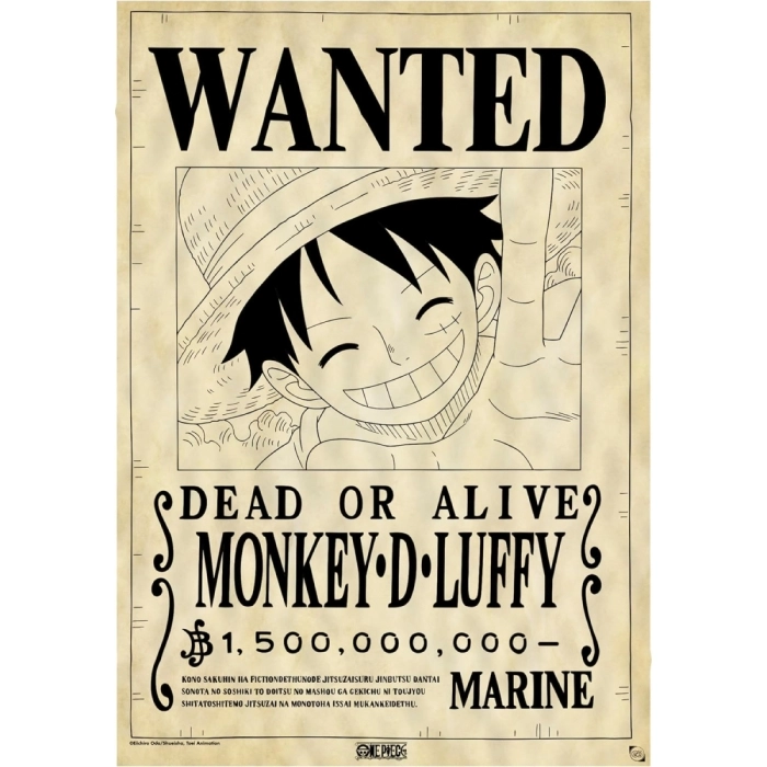 one piece - parchment poster 66x46cm - wanted luffy
