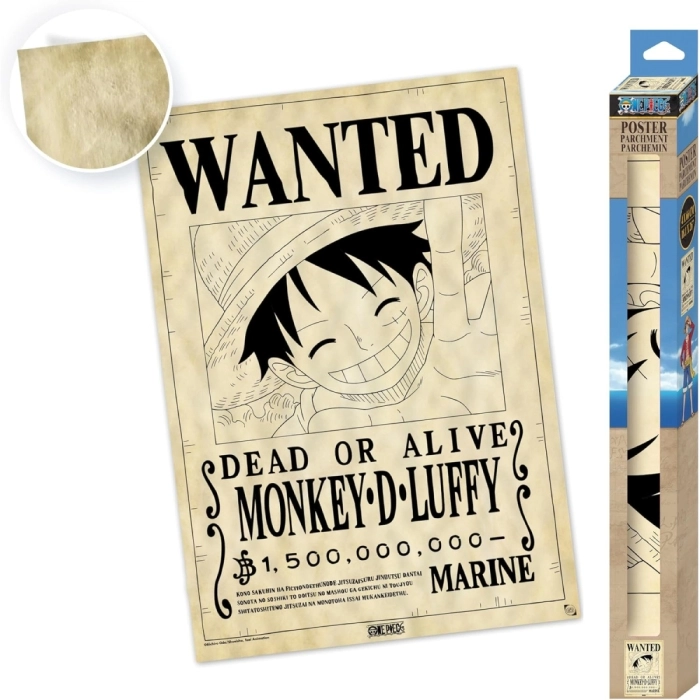 one piece - parchment poster 66x46cm - wanted luffy