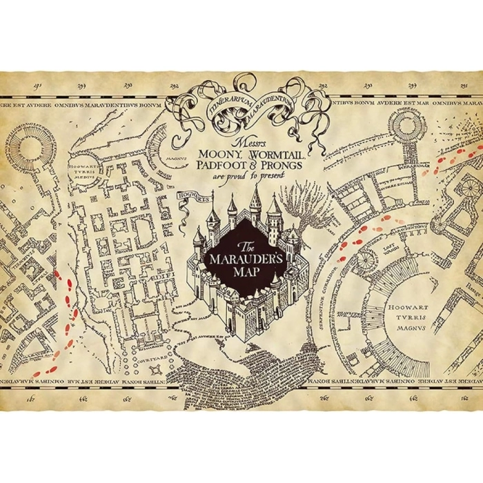 harry potter - parchment poster 66x46cm - la mappa del malandrino