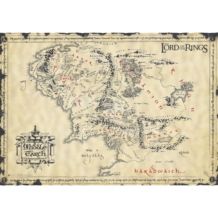 the lord of the rings - parchment poster 66x46cm - la terra di mezzo