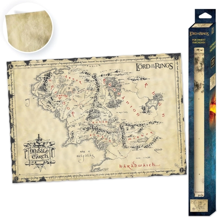 the lord of the rings - parchment poster 66x46cm - la terra di mezzo