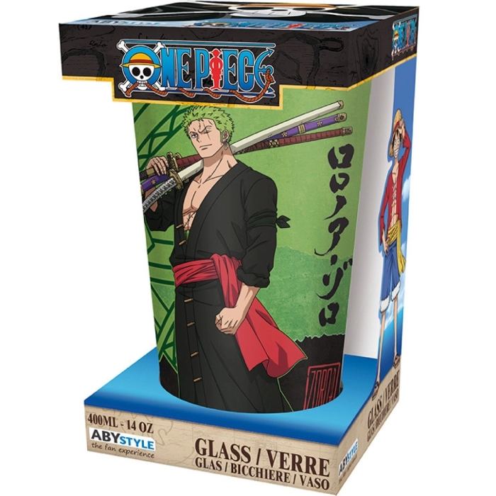 one piece - bicchiere large glass 400ml - zoro